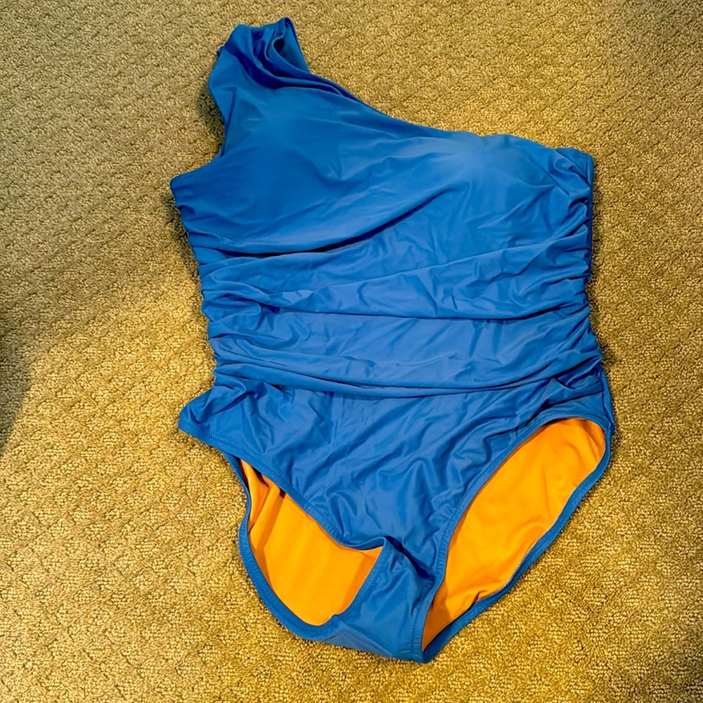 J. Crew NWT one shoulder rouched swimsuit